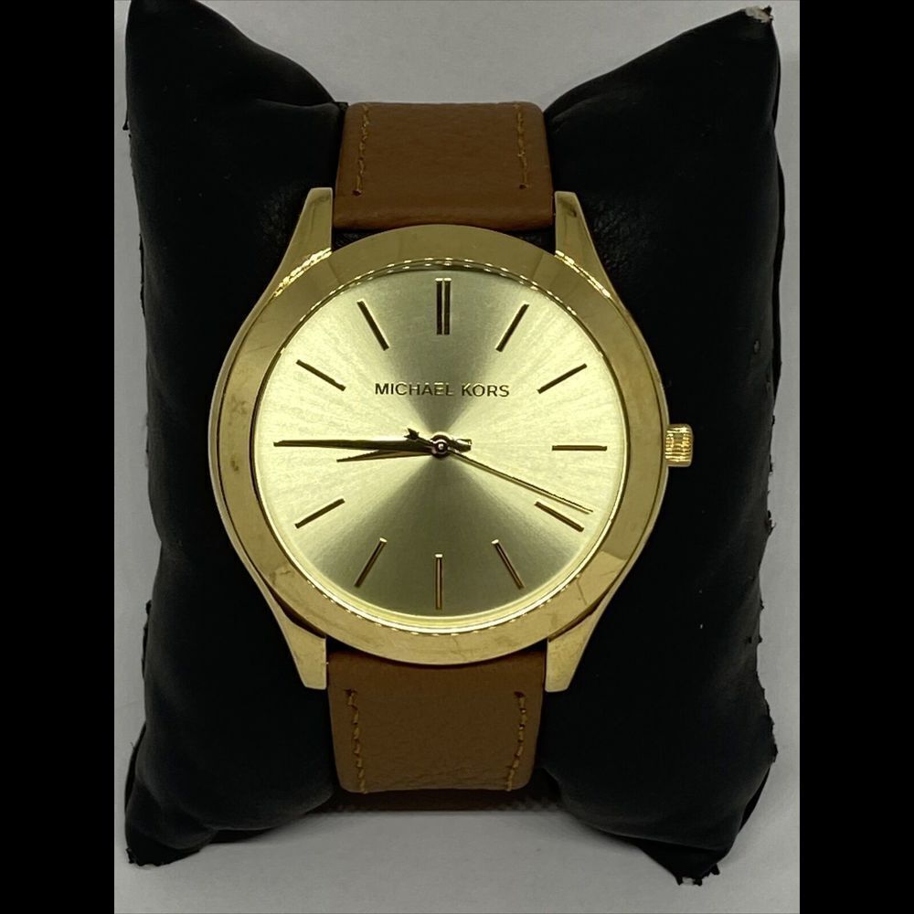 Michael KorsĀ Slim Runway MK2465 Women'sāBrown Leather Analog Dial Watch EY122